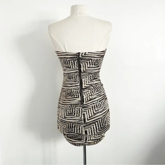 Y2K Vintage Bebe Addiction Gold Strapless Clubbing Micro Mini Dress Size XS - Picture 4 of 10